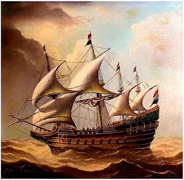 In der Hansezeit 15. und 16. Jahrhundert, bestanden die Kriegsflotten im nördlichen Europa hauptsächlich aus stärker bewaffneten Hansekoggen und Kraweelen