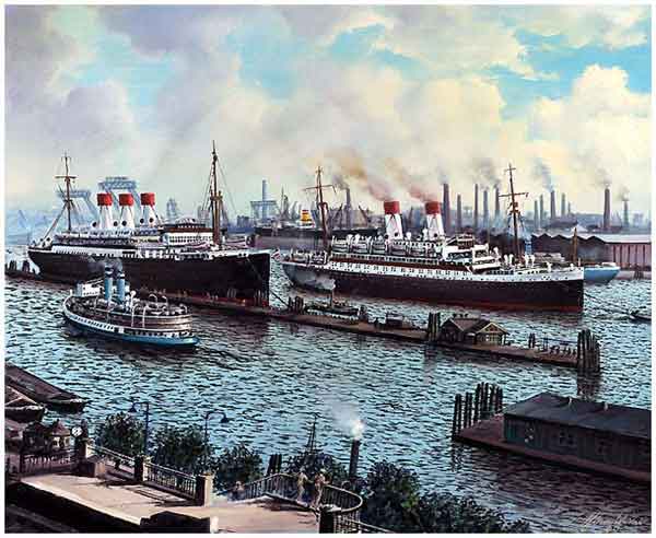 Hamburg Süd-Schiffe, die Cap-Polonio und die Monte-Pascoal an derÜBERSEEBRÜCKE