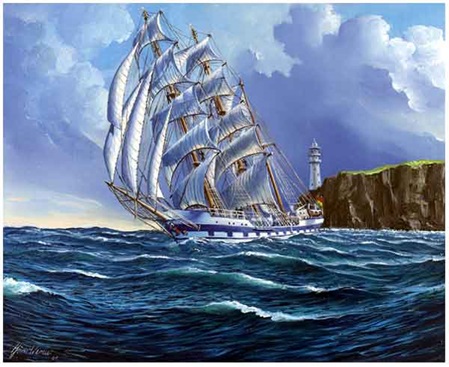 Schulschiff "Simon Bolivar". Dreimastbark vorbei an Irlands Küste